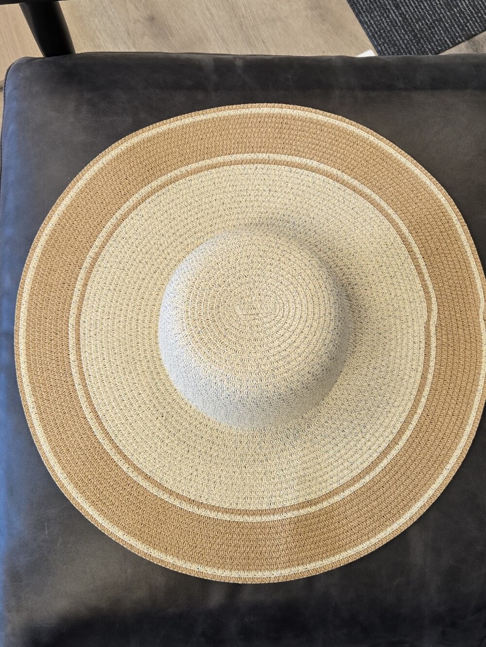 Stylish Two-Tone Straw Sun Hat - Beige & Tan